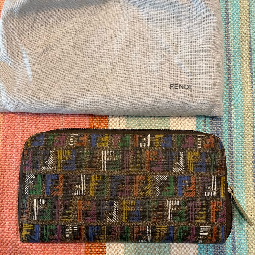 Fendi Zucca zip around wallet